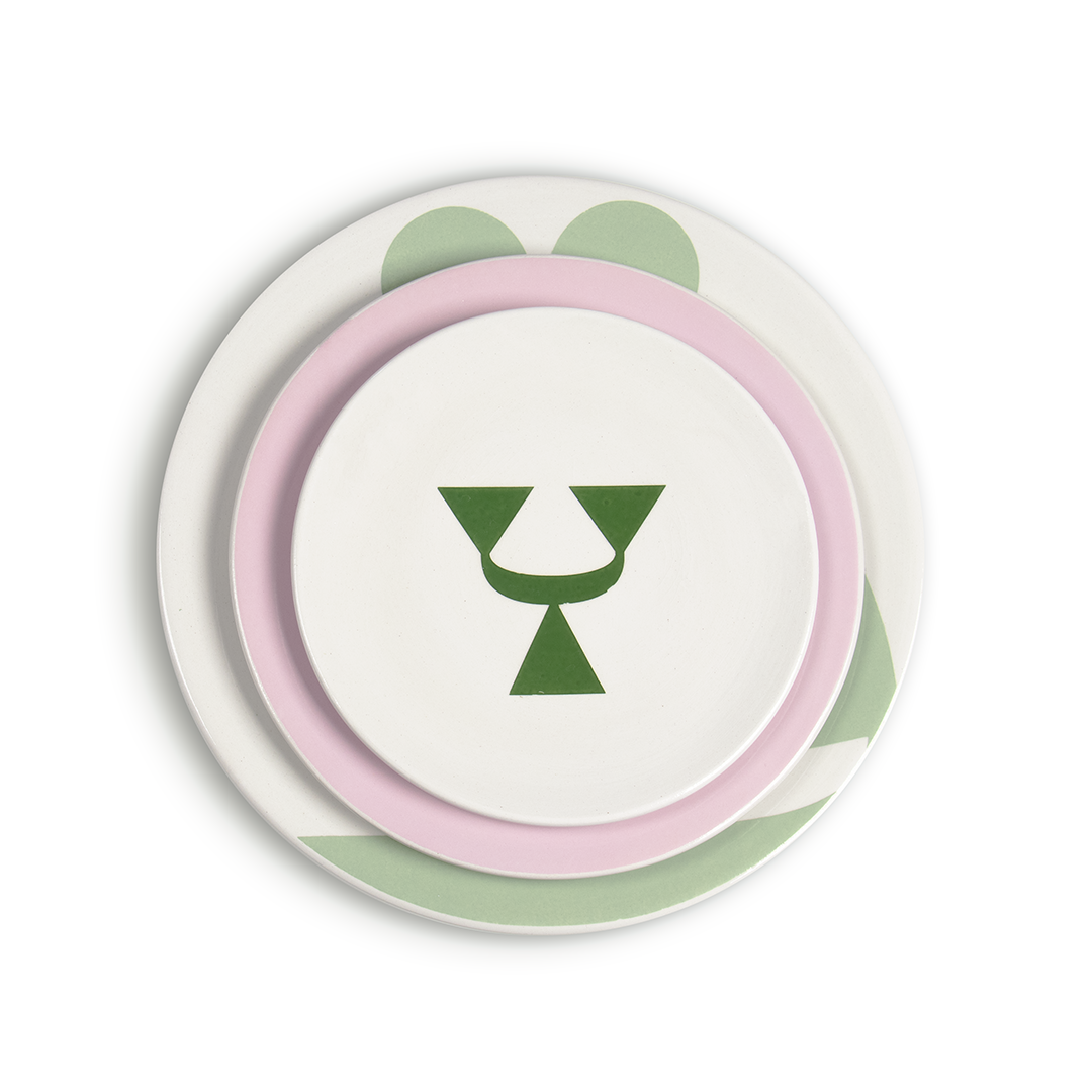 Lots de 3 assiettes (Petite, Moyenne, Grande) | Rose Fanidi | Vert Sboula | Vert Lkhzi