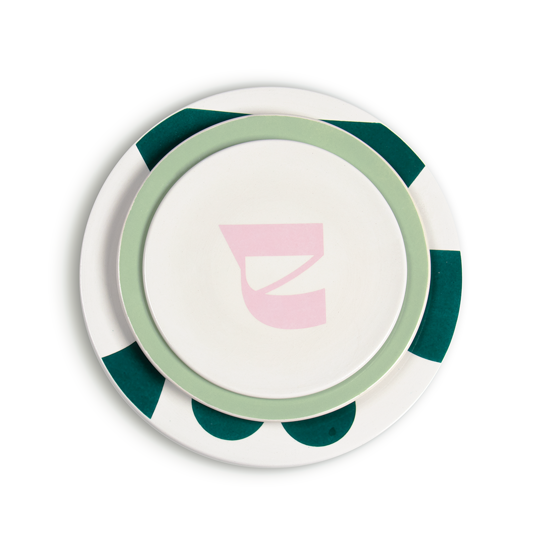 Lots de 3 assiettes (Petite, Moyenne, Grande) | Rose Fanidi | Vert Sboula | Vert Lkhzi