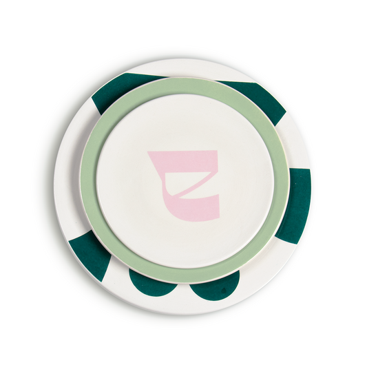 Lots de 3 assiettes (Petite, Moyenne, Grande) | Rose Fanidi | Vert Sboula | Vert Lkhzi